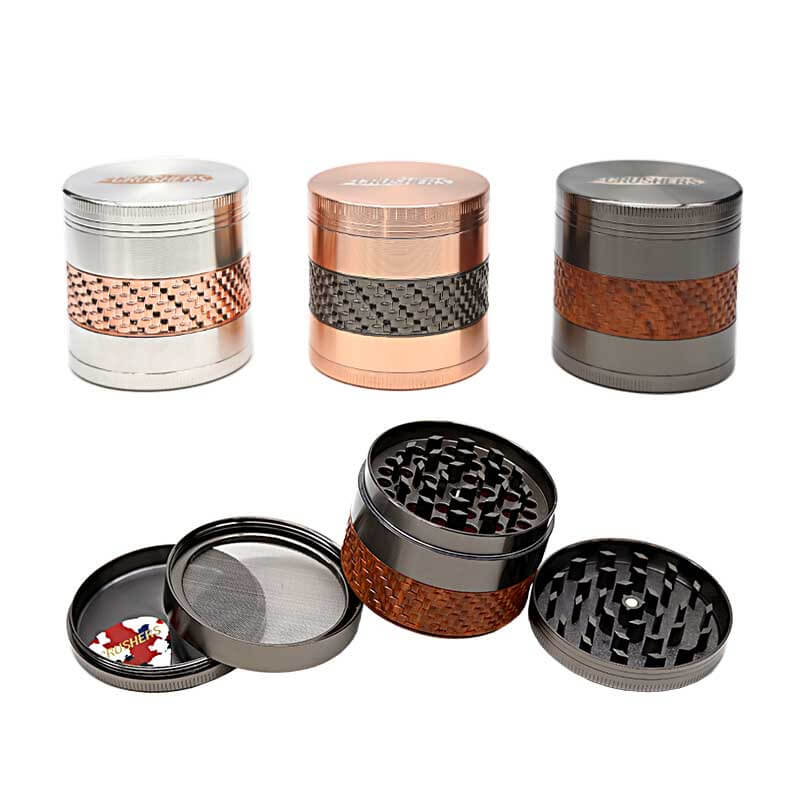Crushers Zinc Leather Grip 4 Part Grinder (GR131) | 63mm | Assorted Colors product image